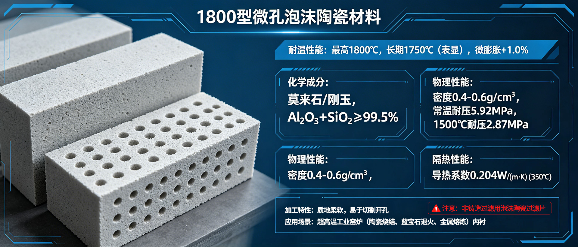 GWDL1800型微孔泡沫陶瓷材料